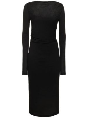 Viskózové midi šaty Helmut Lang - černá