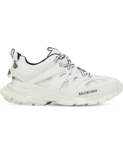 Sneakerși din piele plasă din piele ecologică Balenciaga Track alb