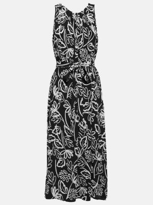 Žametna midi obleka iz rebrastega žameta s potiskom Velvet črna