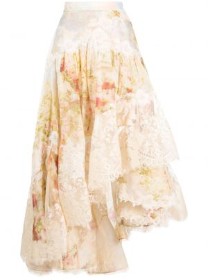 Květinové dlouhá sukně s potiskem Zimmermann béžové