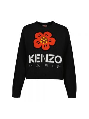 Sweter w kwiatki z długim rękawem Kenzo czarny