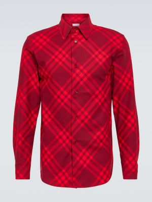 Карирана памучна риза Burberry червено