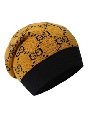 Хлопковая шерстяная шапка Gucci желтая