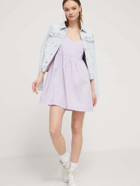 Sukienka mini bawełniana Tommy Jeans fioletowa