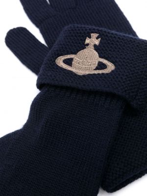 Rękawiczki wełniane Vivienne Westwood niebieskie