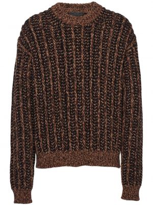 Sweter z okrągłym dekoltem chunky Prada brązowy