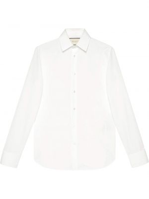 Klasyczna biała koszula z długimi rękawami Gucci, biały