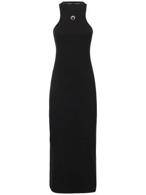 Bavlnené midi šaty s výšivkou Marine Serre čierna