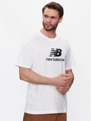 New Balance T-Shirt Essentials Stacked Logo MT31541  Relaxed Fit - Bílá