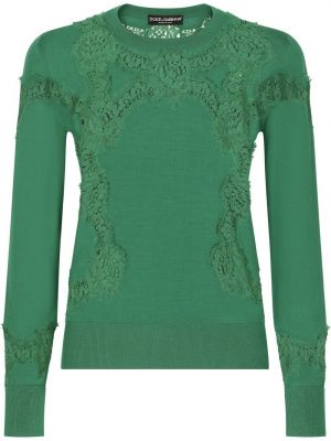 Пуловер с дантела Dolce & Gabbana зелено
