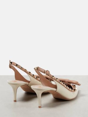 Кожени полуотворени обувки с отворена пета Valentino Garavani розово