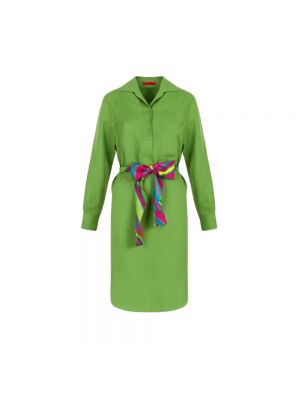 Lniana sukienka Carolina Herrera zielona