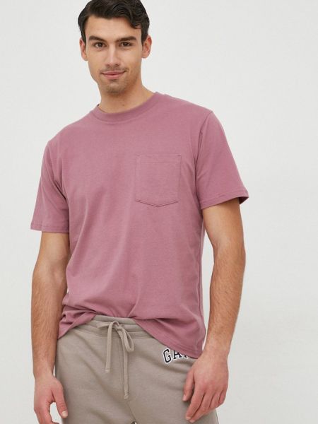 Памучна тениска с дълъг ръкав Gap розово
