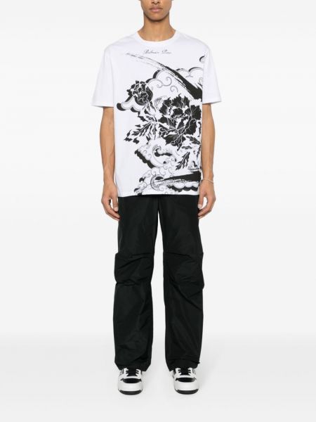 Geblümte t-shirt aus baumwoll mit print Balmain