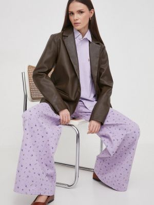 Koszula bawełniana relaxed fit Polo Ralph Lauren fioletowa