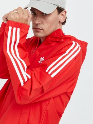 Czerwona kurtka przejściowa w paski Adidas Originals