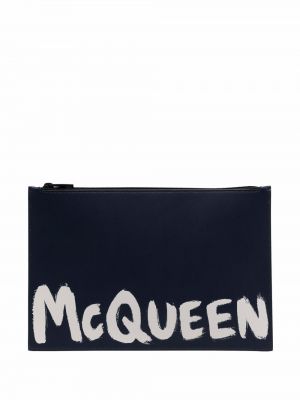 Listová kabelka s potlačou Alexander Mcqueen modrá