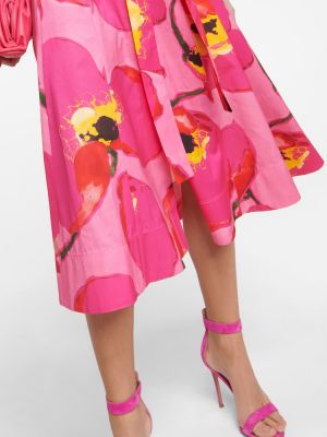 Sukienka midi bawełniana z nadrukiem Carolina Herrera różowa