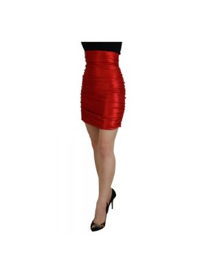 Mini spódniczka z wysoką talią Dolce And Gabbana czerwona