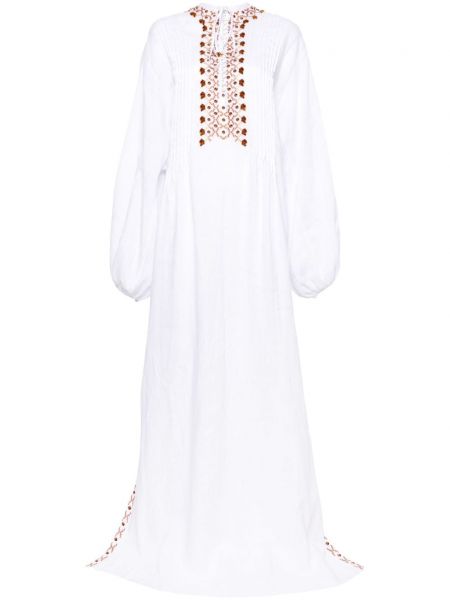 Lněné dlouhé šaty Ermanno Scervino bílé