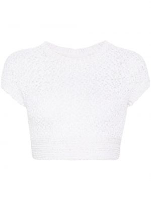 Top court en tricot col rond Genny blanc