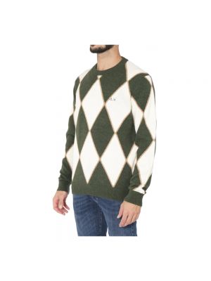 Sweter z wzorem argyle Sun68 zielony