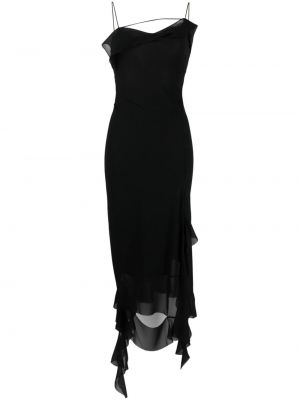 Asymetrické midi šaty s volány Acne Studios černé