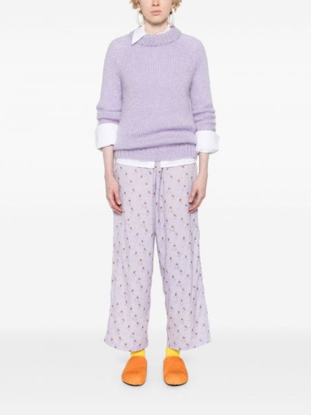 Pantalon droit à fleurs à imprimé Cordera violet