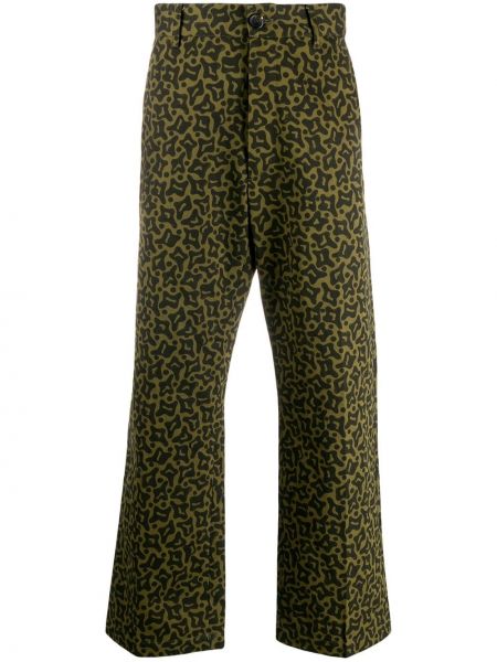 Pantalones rectos con estampado leopardo Marni verde