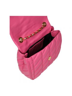 Pikowana torba na ramię Moschino różowa