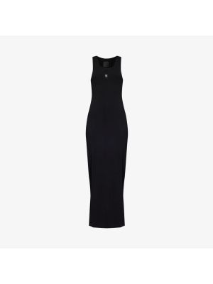 Платье макси без рукавов в рубчик из эластичного хлопка Givenchy черный