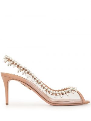 Sandale s kristalima Aquazzura ružičasta