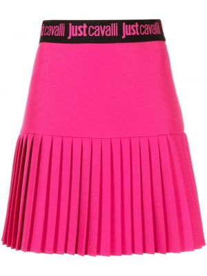 Plisirana mini suknja Just Cavalli ružičasta