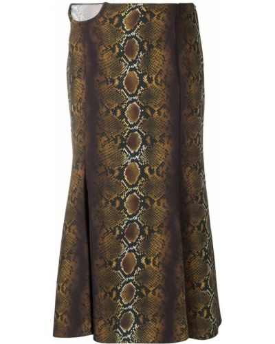 Falda midi con estampado de estampado de serpiente Versace