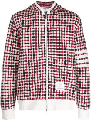 Bluza z kapturem w paski w kratkę z nadrukiem Thom Browne