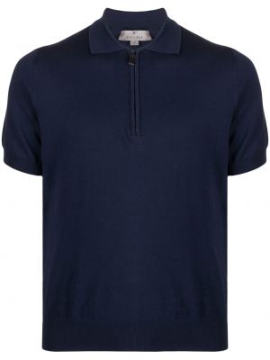 Vilnas polo krekls ar rāvējslēdzēju merino Canali zils