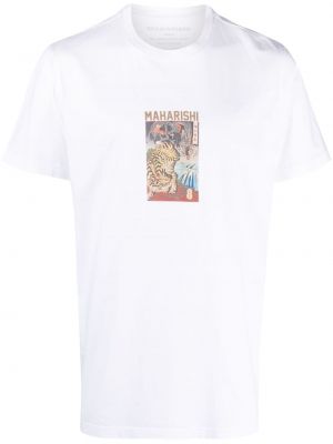Bavlnené tričko s potlačou Maharishi biela