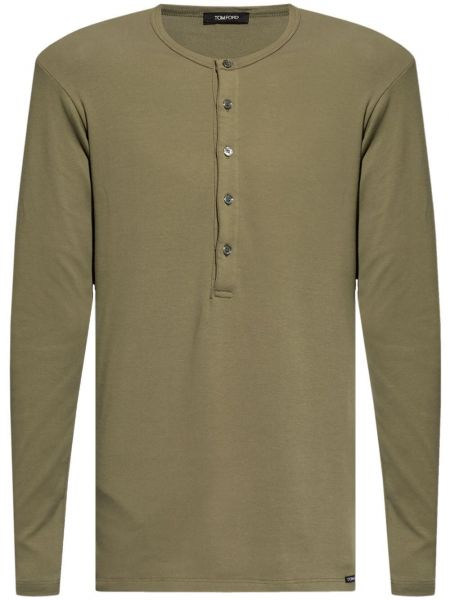T-shirt manches longues en coton avec manches longues Tom Ford vert