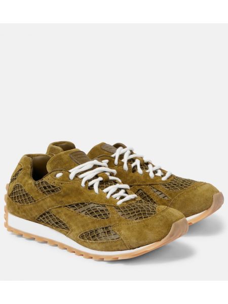 Mesh ruskind sneakers Bottega Veneta grønn