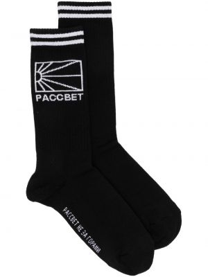 Плетени чорапи с принт Paccbet черно