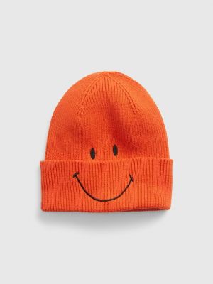 Haftowane czapka bawełniane Gap - pomarańczowy