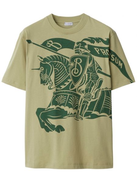 Kokvilnas t-krekls ar apaļu kakla izgriezumu Burberry zaļš