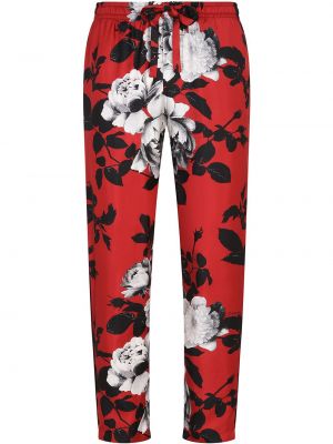 Pantalones rectos de flores con estampado Dolce & Gabbana rojo