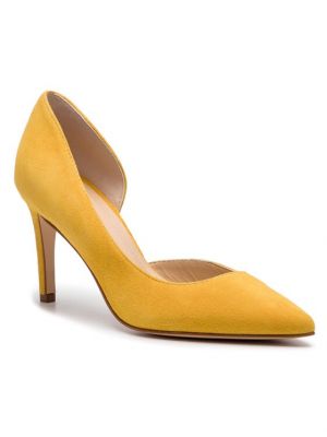 Полуотворени обувки с ток Solo Femme жълто