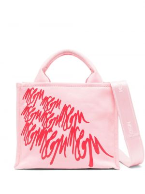 Шопинг чанта с принт Msgm розово