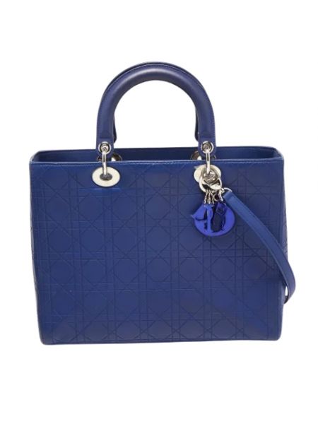 Duże torby skórzana retro Dior Vintage niebieska
