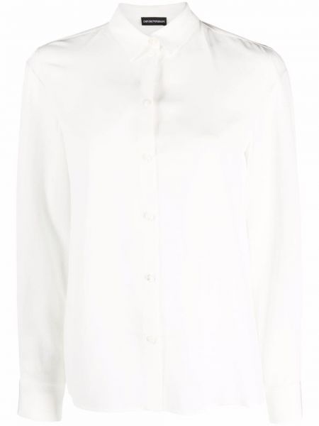 Puhasta svilena srajca z gumbi Emporio Armani bela