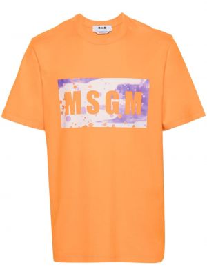 Bavlněné tričko s potiskem Msgm oranžové