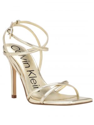 Босоножки на каблуке на высоком каблуке Calvin Klein золотые