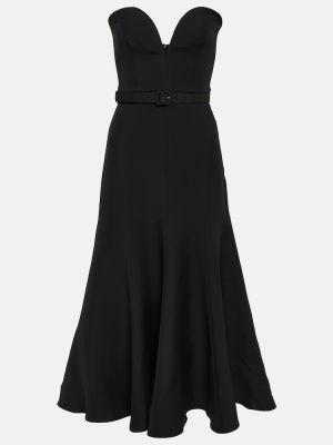 Μεταξωτή μάλλινη μίντι φόρεμα Roland Mouret μαύρο